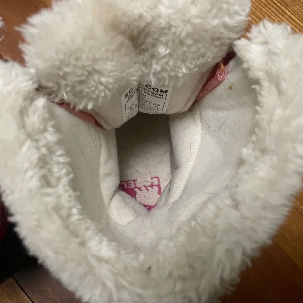 Sorel Pink and Black Toddler Snow Boots with Faux Fur Size 6